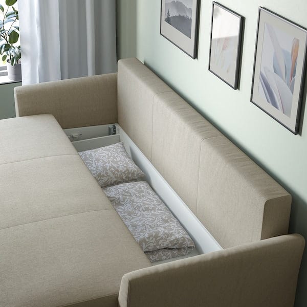 Ikea HOLMSUND - 3-seater sofa bed, Borgunda beige