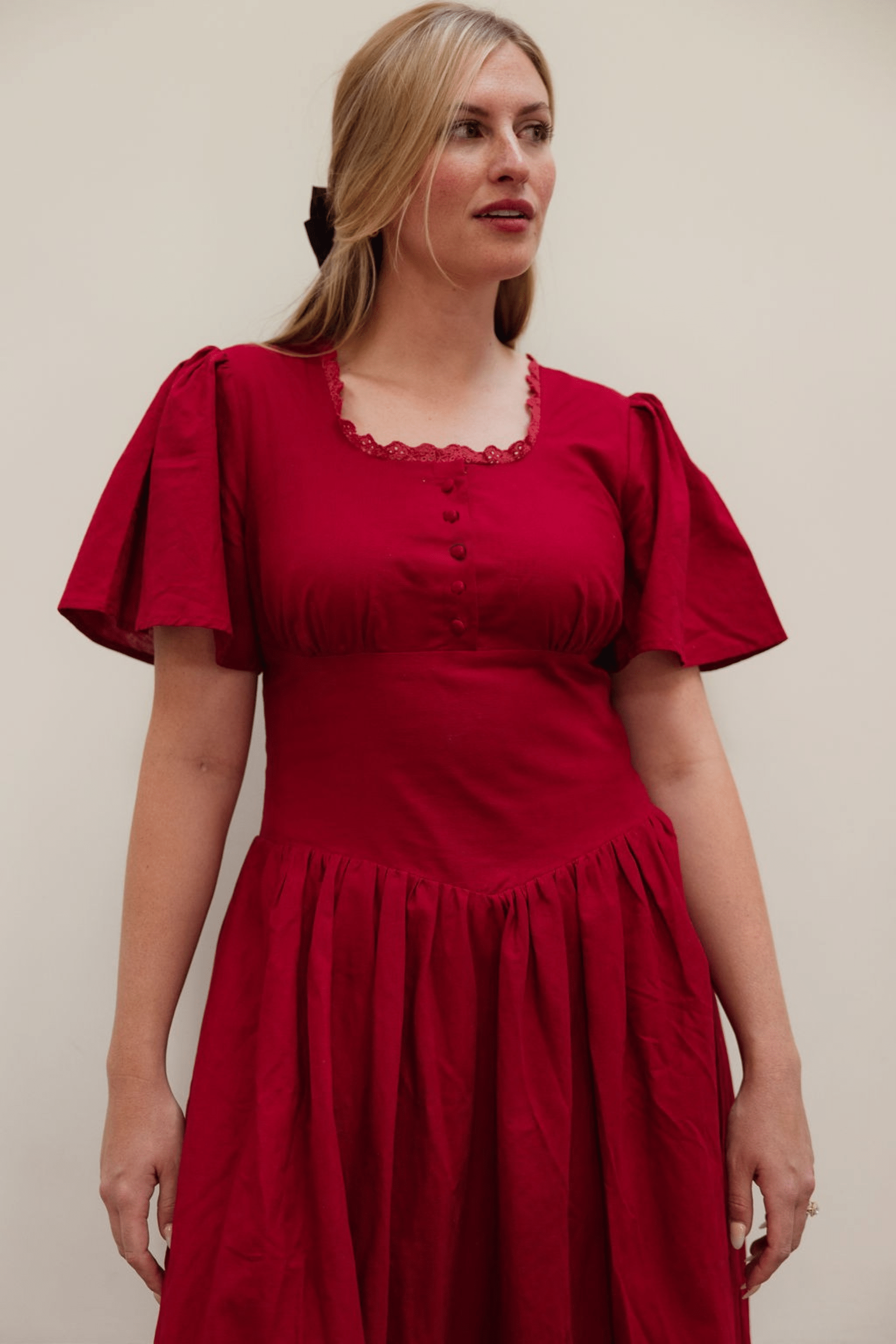 Hymn Dress in Cherry | Red Cotton Dress - Poet Dresses