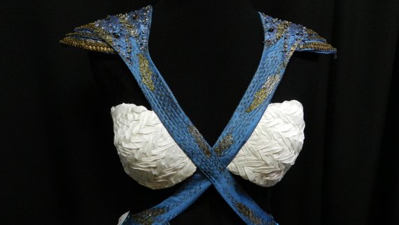 Custom Made to your size! Inspired by Daenerys Targaryen Blue / white dress pleated skirt Game of Thrones silk Dragon scales season 4