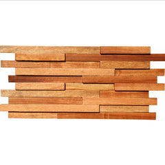 6 PCS Brick Interlocking Wood Wall Tile 3D Pattern Panel Solid Wooden Mosaic Tiles Backsplash DQ080 - My Building Shop