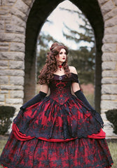 Gothic Belle Red/black Upscale Fantasy Gown