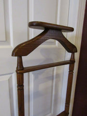 Vintage Valet Standing Butler Wooden Valet Caddy Standing Oak Garment Rack Wardrobe Closet Home Decor Mid Century British Colonial Style