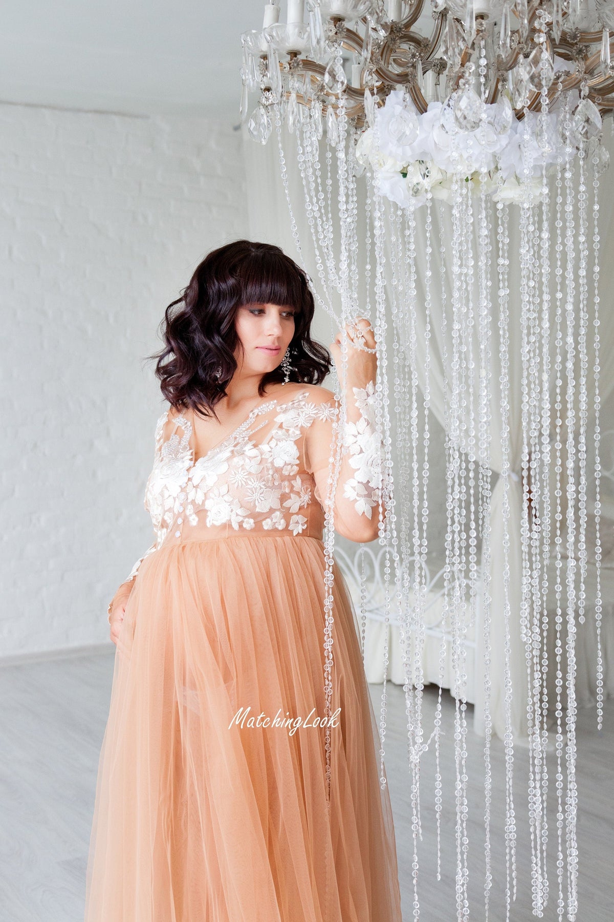 Tulle Maternity Dress, Women Nude Dress, Maternity Photoshoot Dress, Elegant Dress, Photoprops Dress, Formal Maxi Dress, Baby Shower Dress