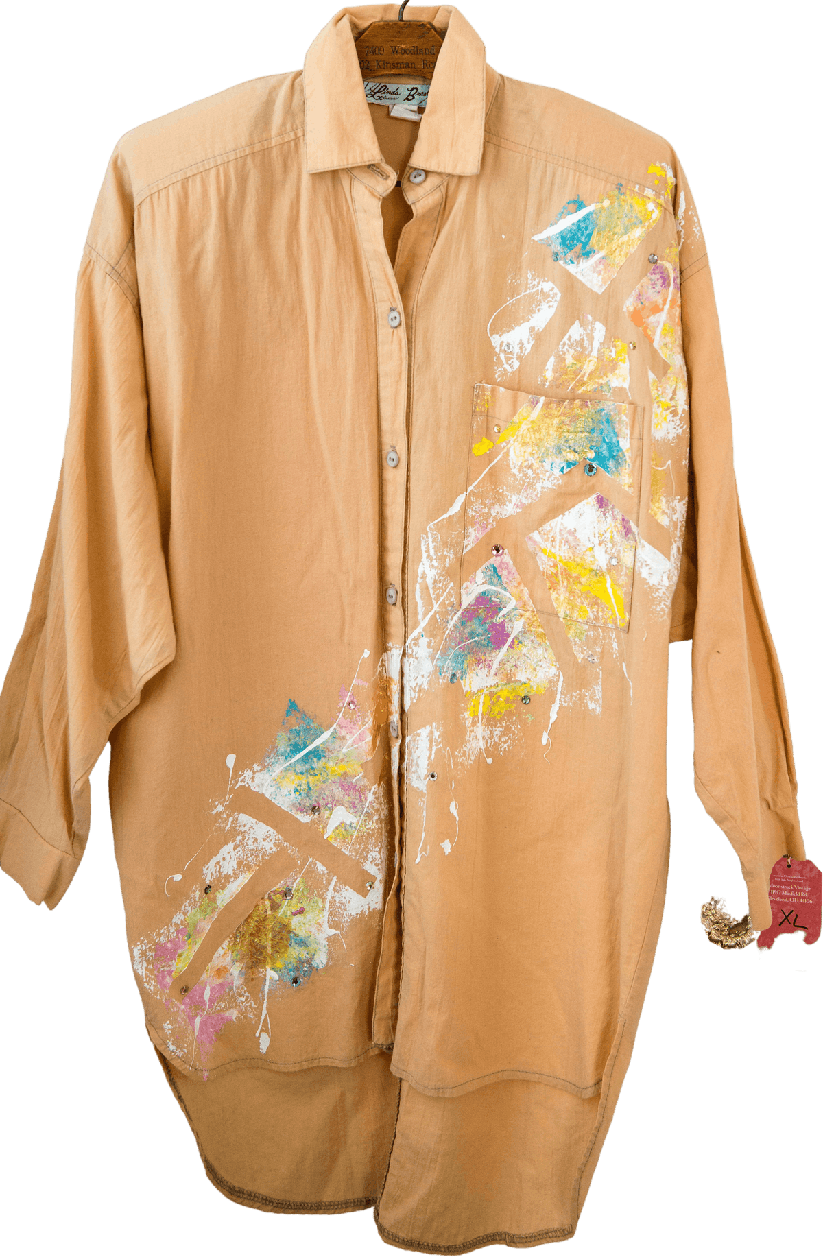 80’s Hand Painted Cotton Tunic Blouse by Linda Bresler Exclusives
