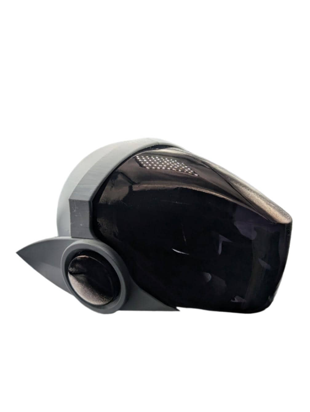 M16 Studios MK3 protogen head base shell, 3D printed, with PETG tinted visor, antennae visible, front view