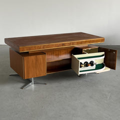 Mid-Century Executive Desk in Walnut Veneer, West Germany