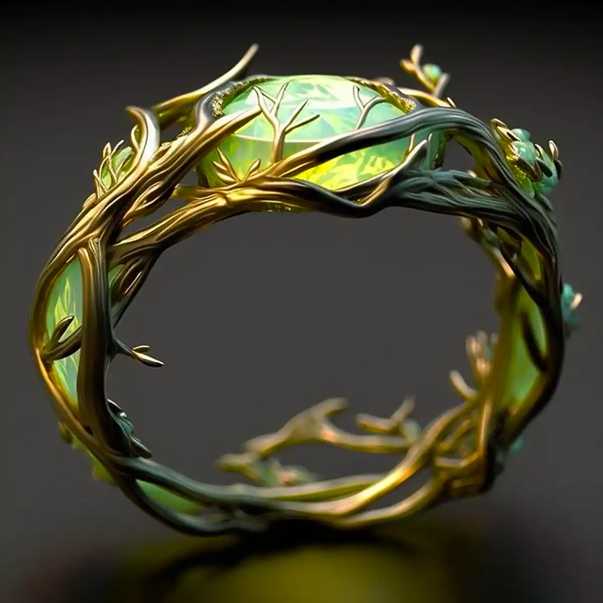 Bague en Opale Verte Nature