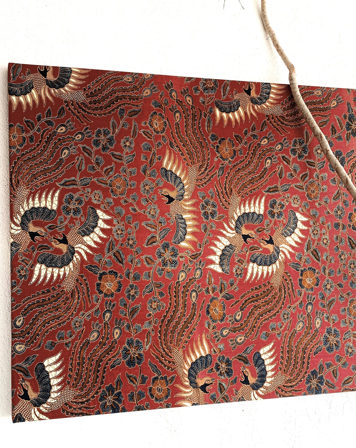 Large Batik Fabric Art on Wood Frame