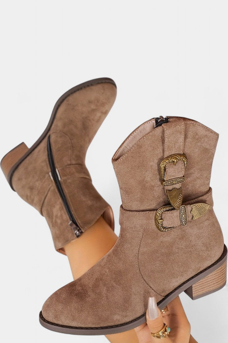 Mesa Trail Bottes en Daim à Boucles Métalliques Style Western