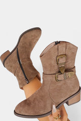 Mesa Trail Bottes en Daim à Boucles Métalliques Style Western
