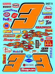 White Vinyl Gloss Sheet 78 Stockcar Vinyl R/C Racing Sponsor Sticker Small-1/24-1/16th Scale Model Decal Sticker Radio Control Lexan Body-Graphics for R/c Cars, Boats, Trucks Scale Model–Die-Cut