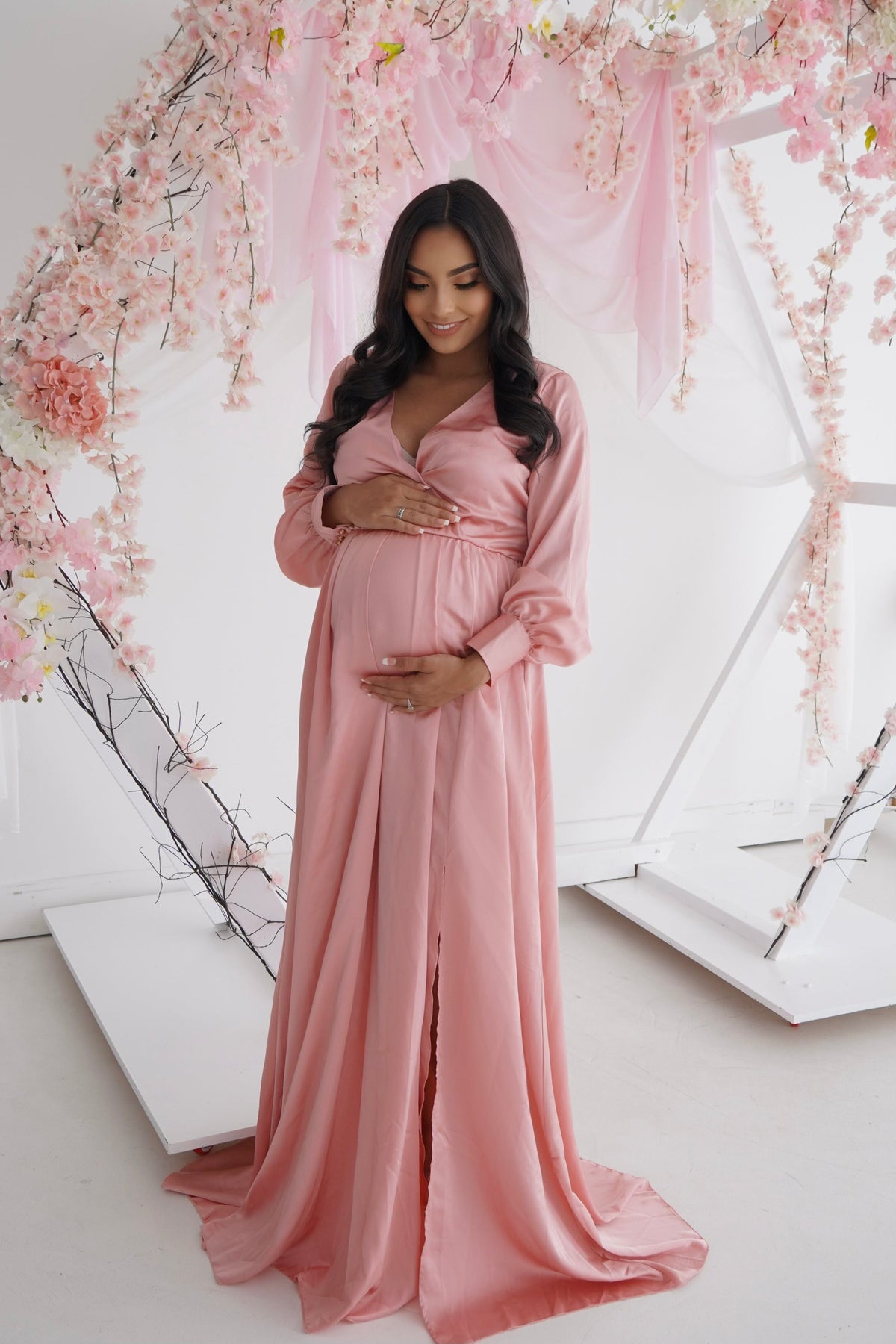 Satin Rose Maternity Gown
