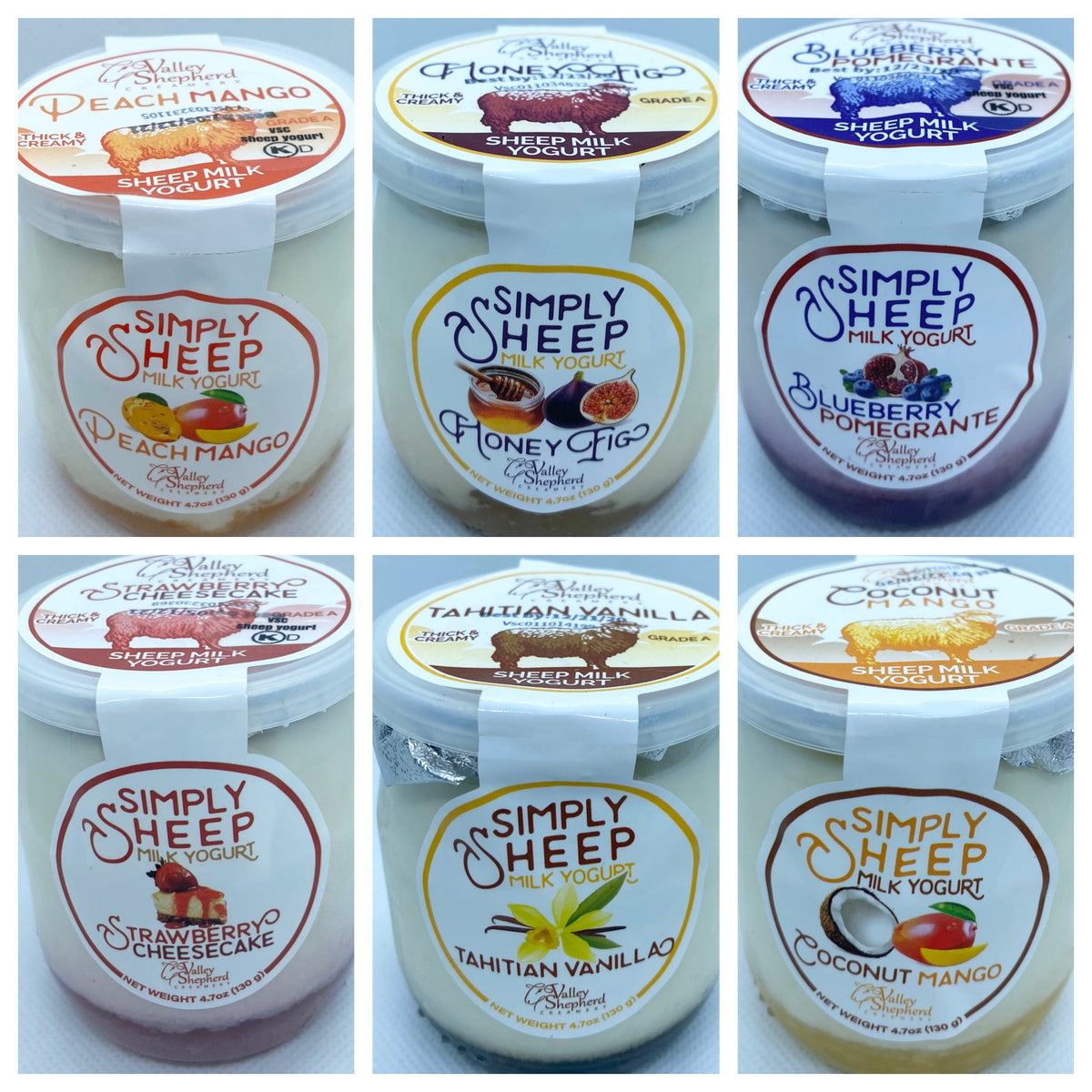 Case of 6; Glass jar sheep’s milk yogurt 4.7oz 1 flavor per case