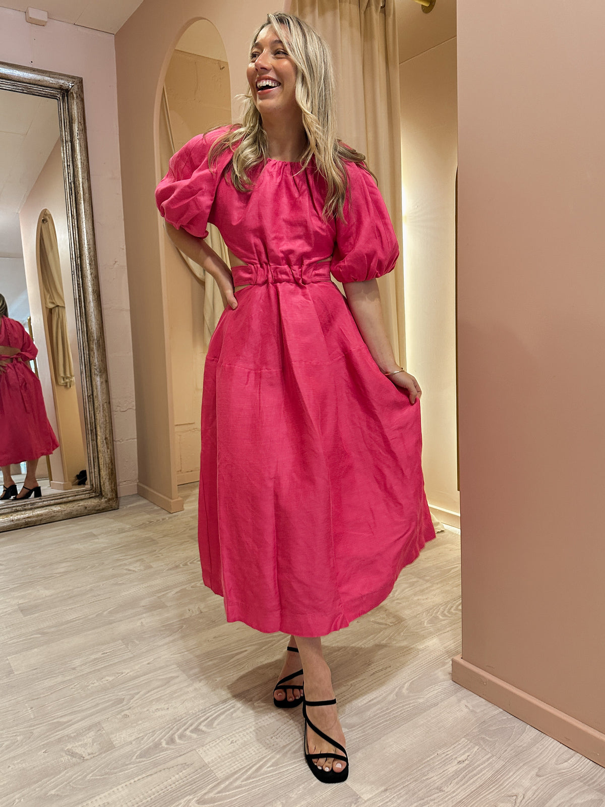 Aje - Mimosa Cut Out Midi Hot Pink (Size 8)