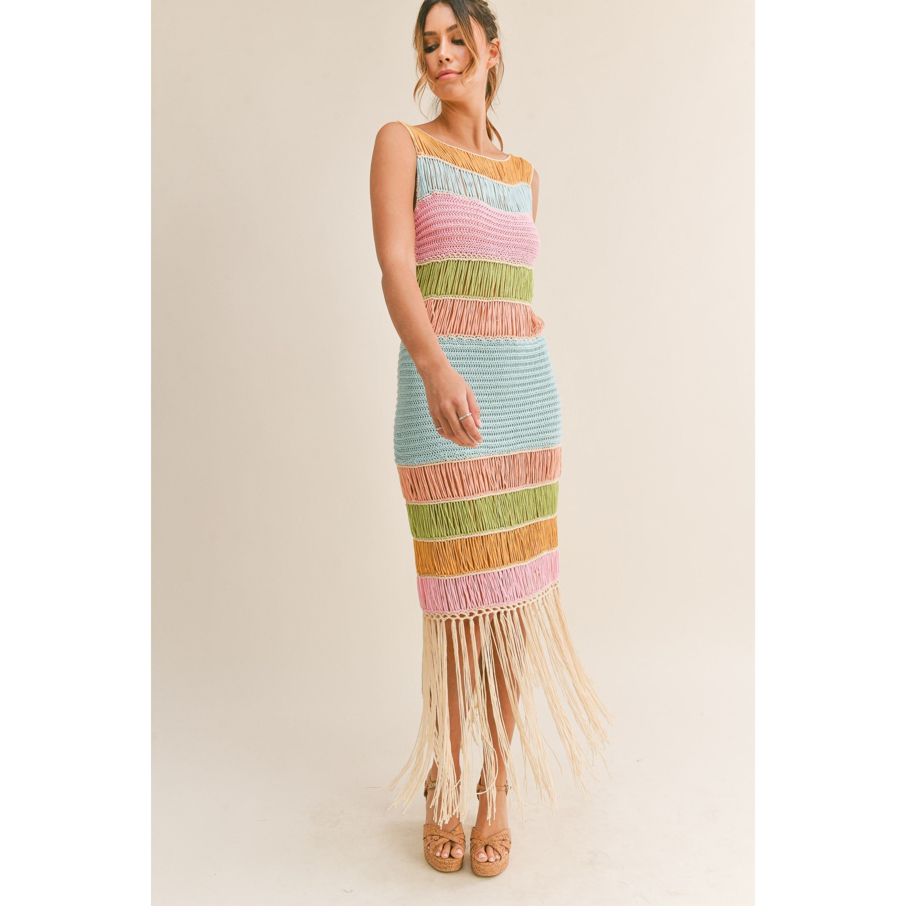 Crochet rainbow dress
