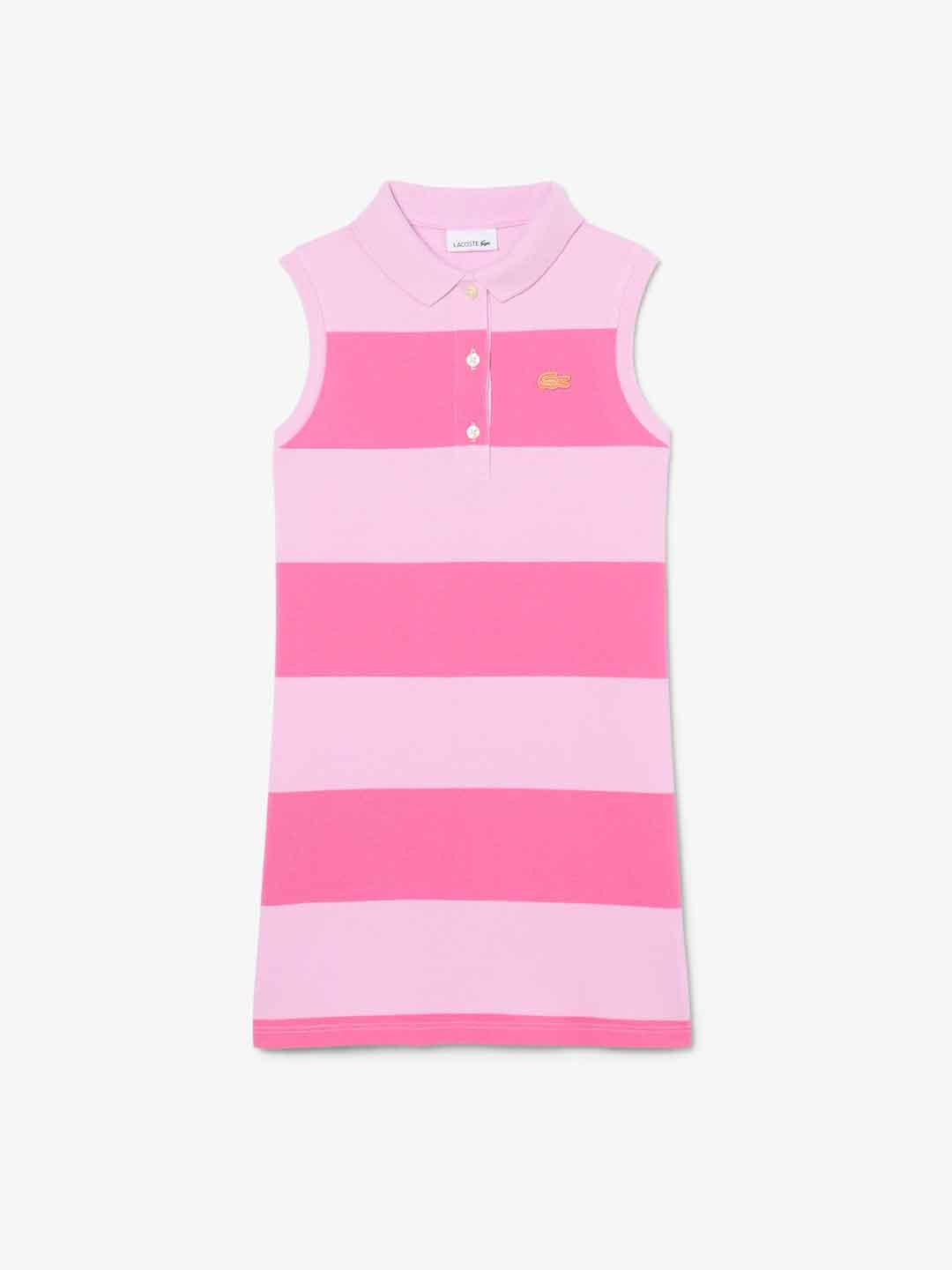 Lacoste abito kids rosa a righe giro manica 2-7 anni 347570 Z4H ROSA LACOSTE