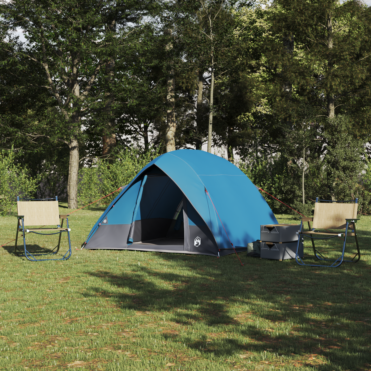 Camping Telt med tak med lagring Blå 320 x 275 x 190 cm taft