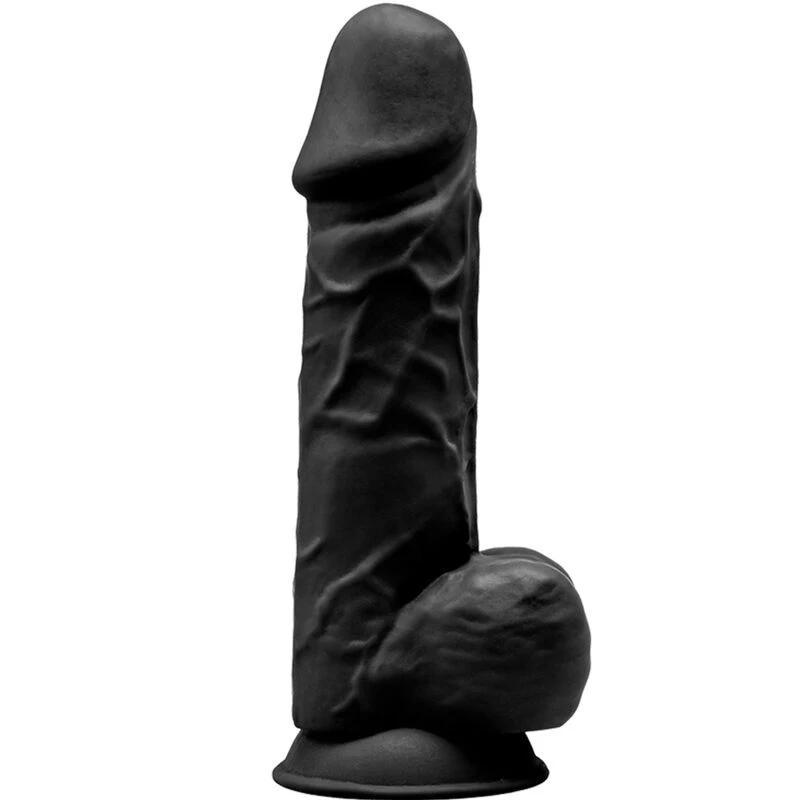 MODELO 1 PÊNIS REALÍSTICO PREMIUM SILEXPAN SILICONE PRETO 21.5 CM - Sex Shop Sexy