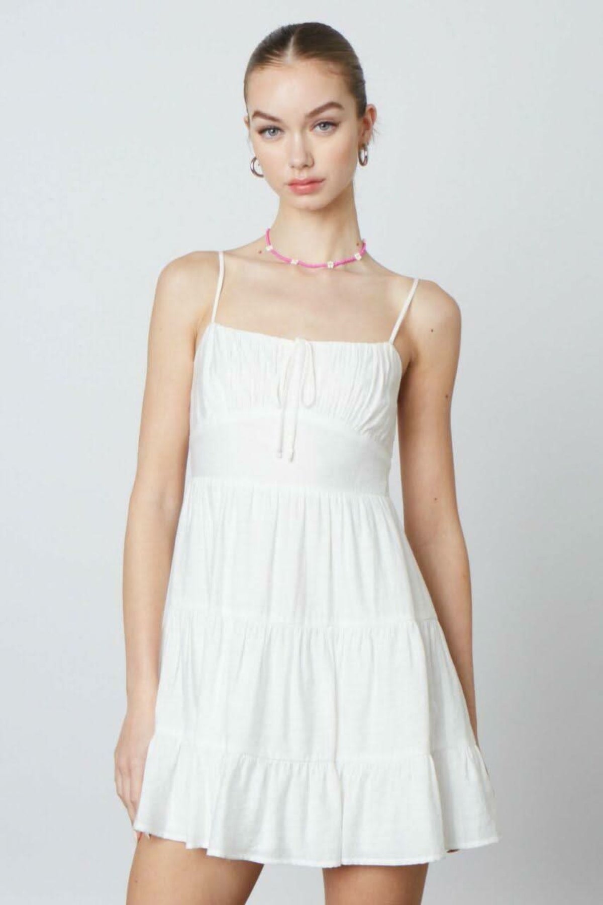 White babydoll cami mini dress for graduation