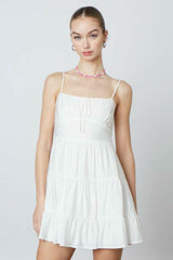 White babydoll cami mini dress for graduation