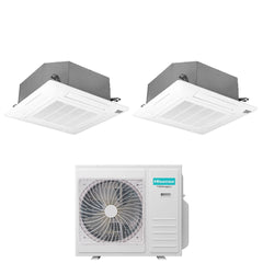 hisense climatizzatore condizionatore hisense dual split a cassetta 1818 con 4mw105u4raa r 32 wi fi optional 1800018000 con telecomando e pannello incluso