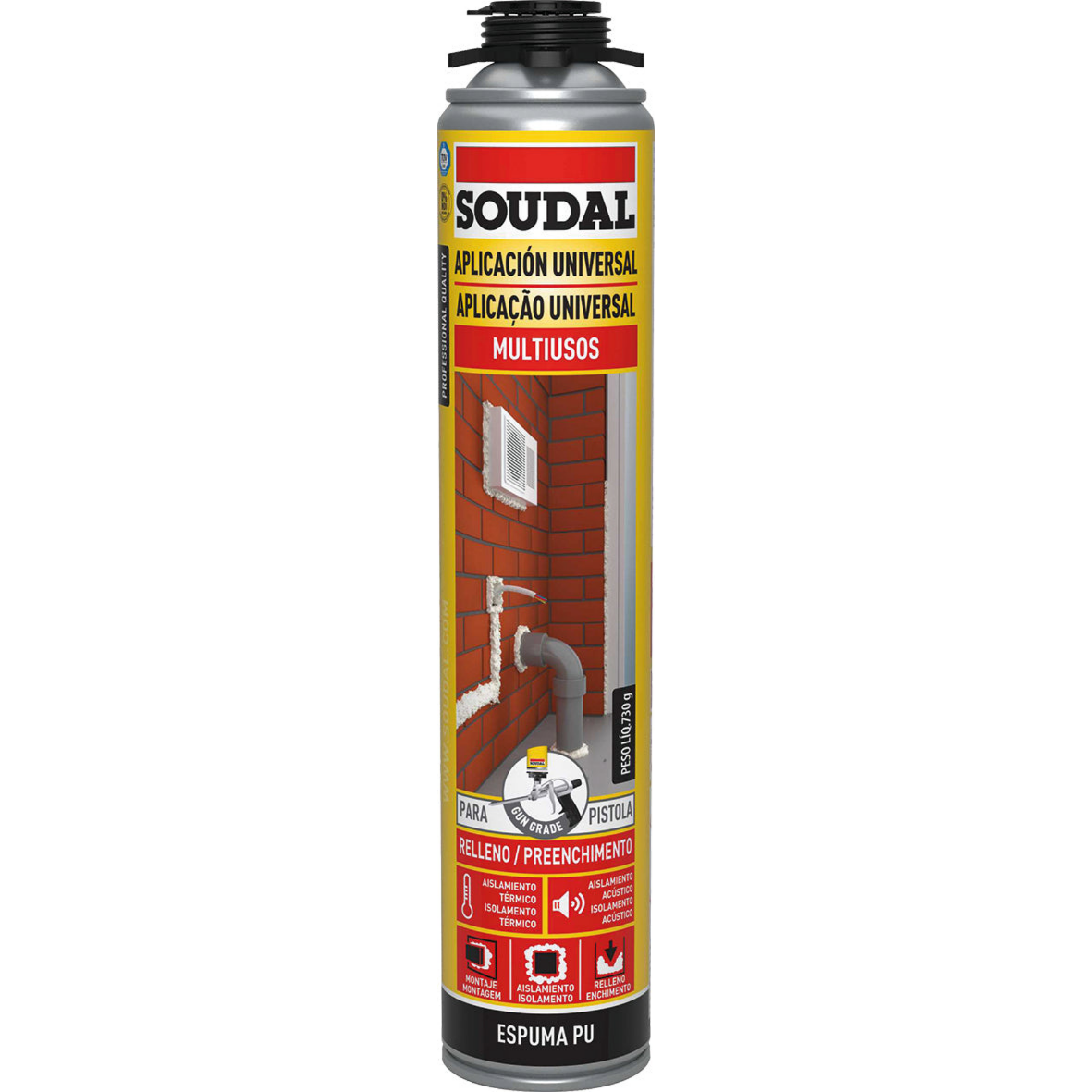 Espuma poliuretano universal Soudal: Caja 12 unidades