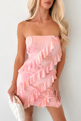 Pretty Little Thing Strapless Ruffle Mini Dress (Pink) - NanaMacs