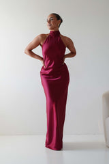 Oh Hello Clothing Dresses 1*DONE - LALAVON- ILD6608- HALTER NECK RED SILK DRESS