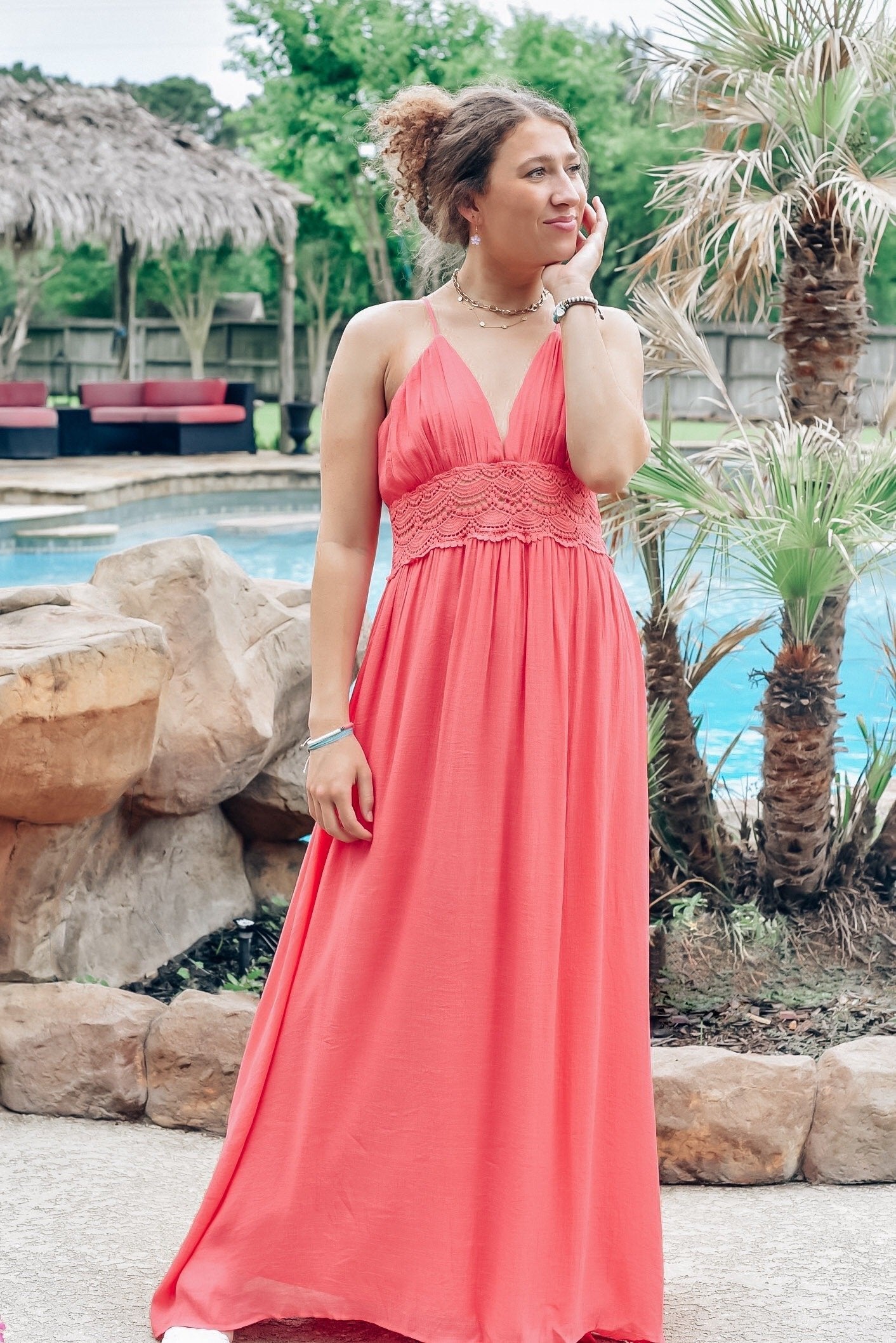 Island Time Coral Maxi Dress