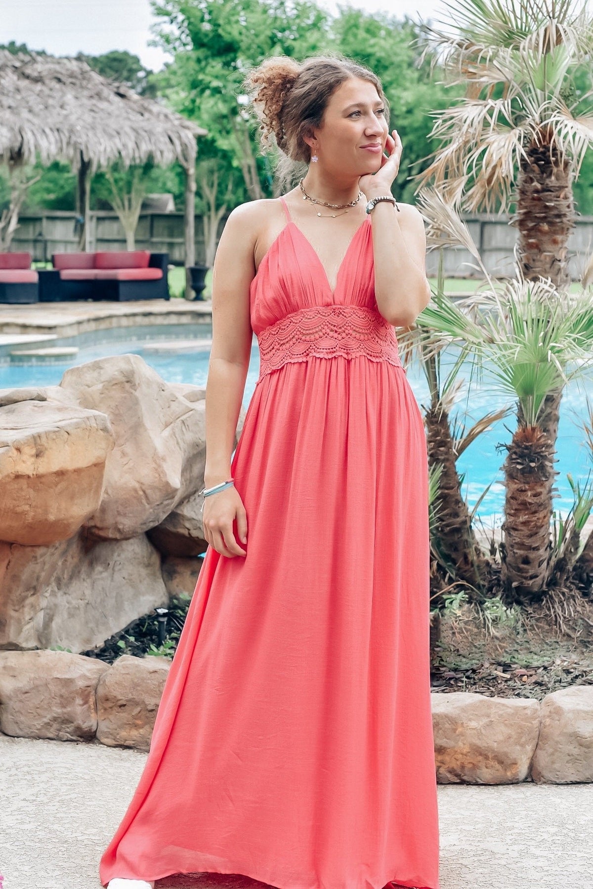 Island Time Coral Maxi Dress