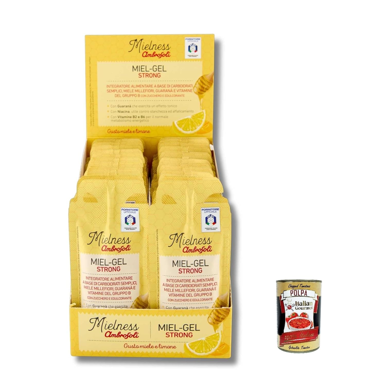 Ambrosoli Mielness Miel Gel Strong 30ml, Honiggel Honig - Zitronengeschmack 30 x 30 ml inkl. Italian Gourmet polpa 400gr Original italienisch