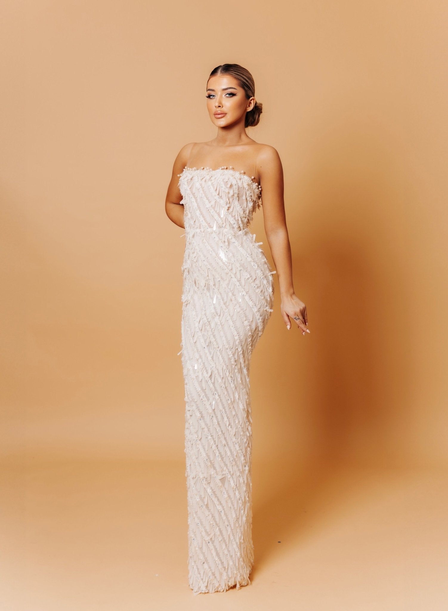 Ivory Radiance – Hand - Embroidered Strapless Gown - KUJTA & MERI - Haute Couture Gown - KUJTA & MERI