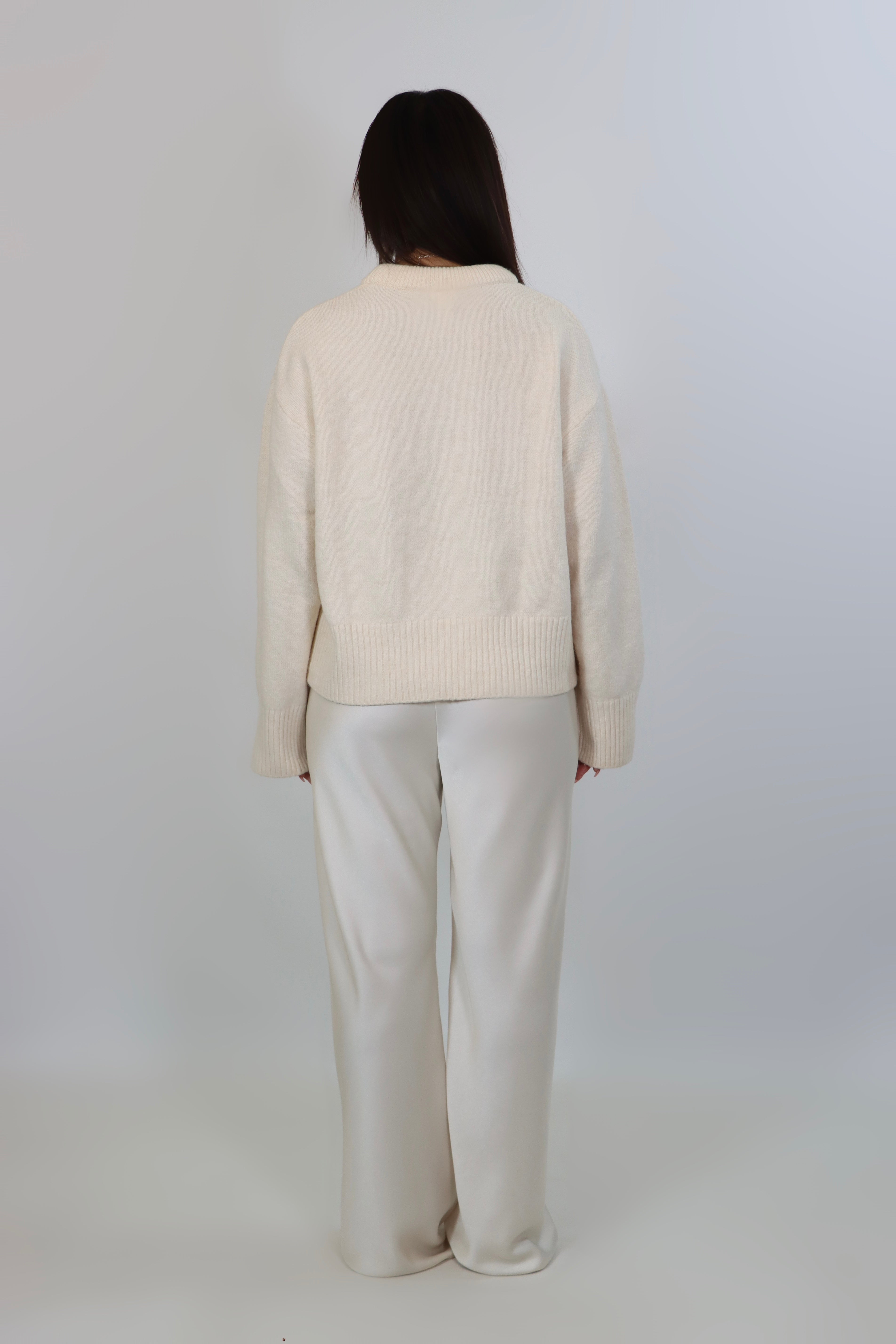 white satin pants with flowy drape and wide leg – plus size - April Seven