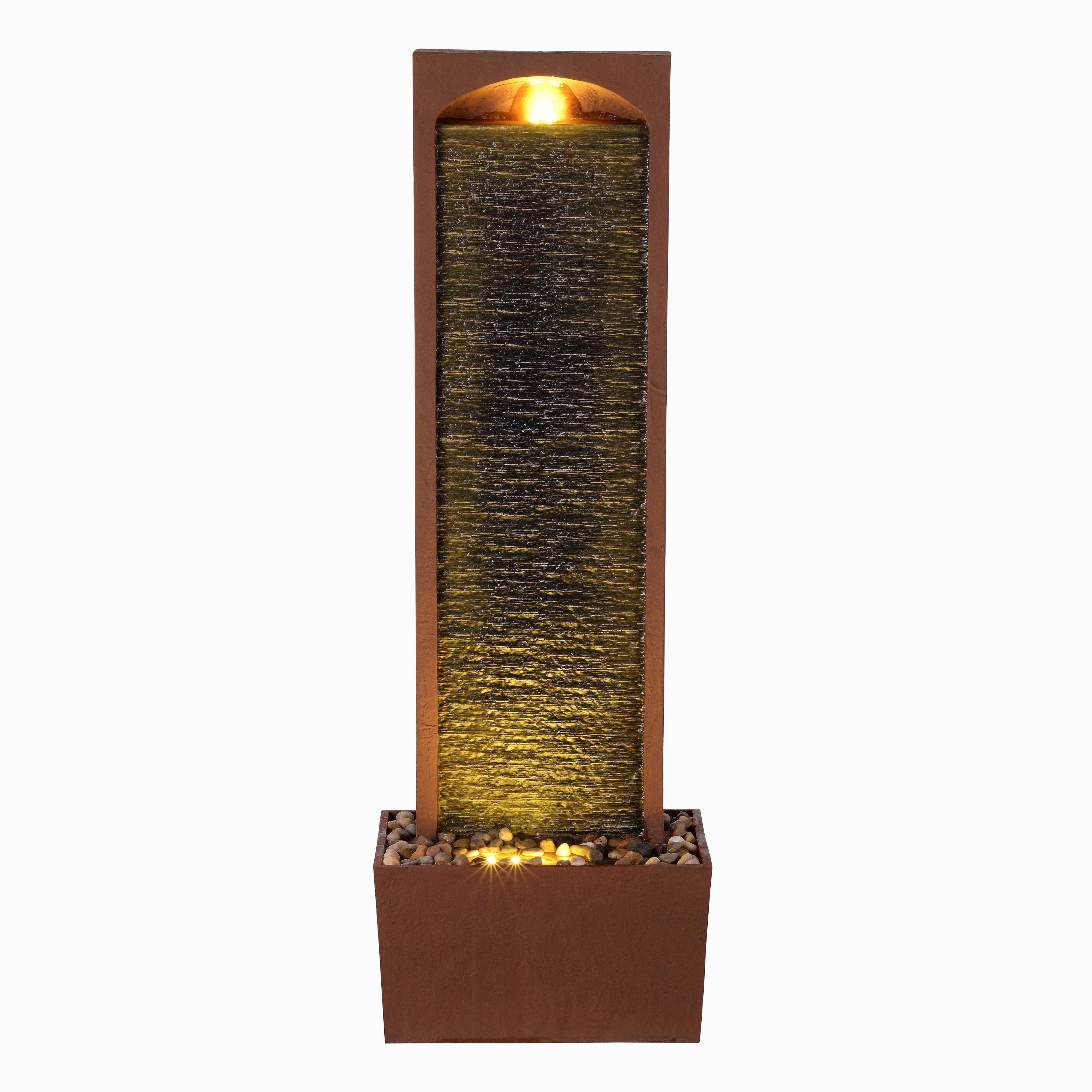 Teamson Home 98 cm Contemporary Outdoor LED Waterfall Fountain with Pebble Base