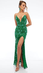 Jasz Couture 7660 - Fitted Bodice V-Neck Dress Prom Dresses