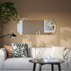KANDLENÖT mirror, rattan, 60x140 cm