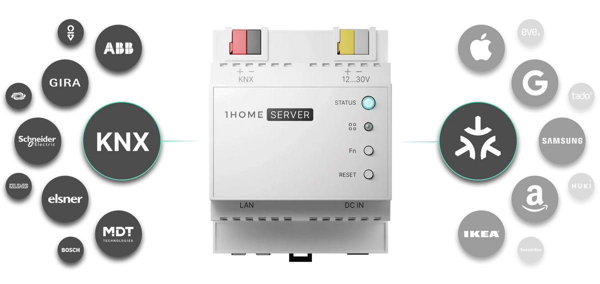 1Home Server for KNX/Loxone/Crestron. Full integration with Apple Home, Google Home, Samsung SmartThings, voice interfaces and Matter