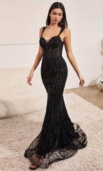 Ladivine CD990 - Glitter Mermaid Prom Dress Evening Dresses 2 / Black