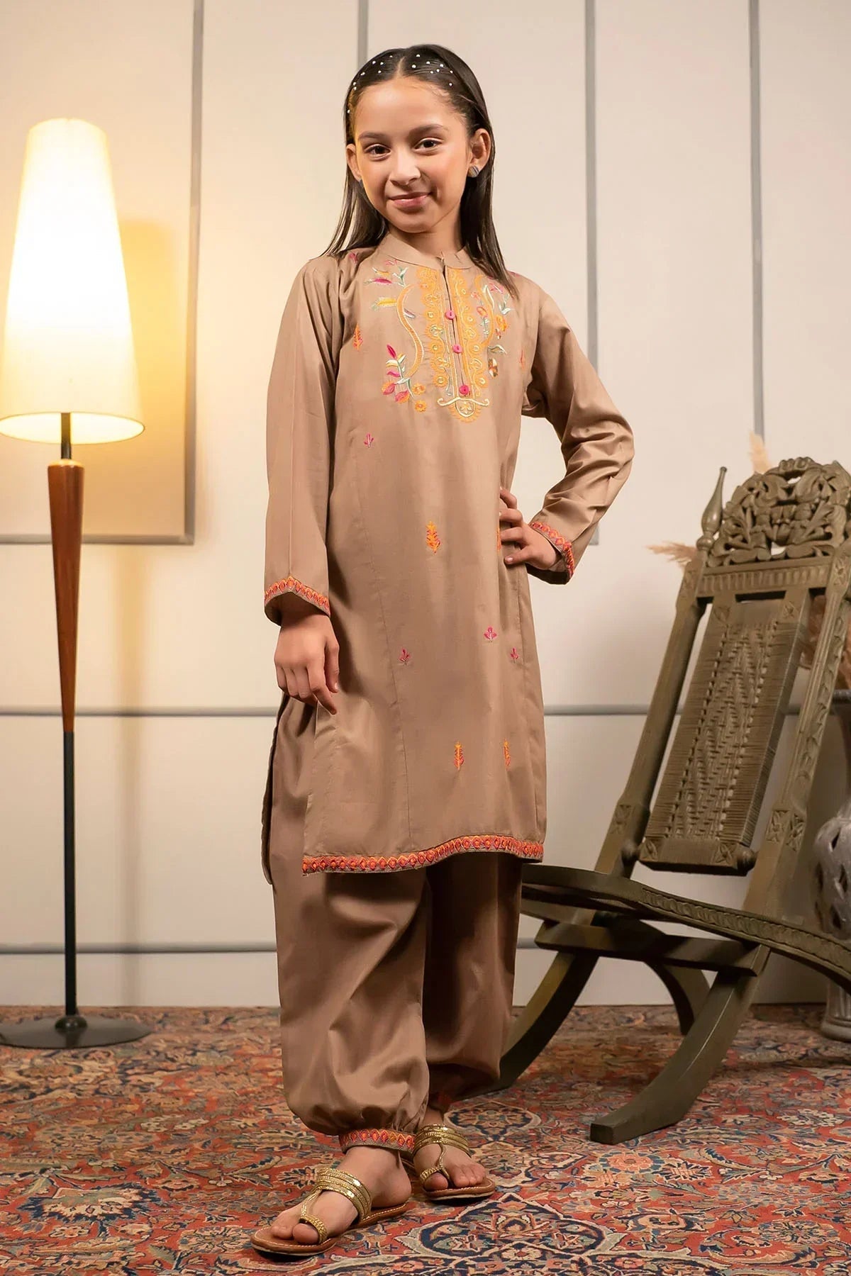 Best Cotton Embroidered 2 Pc Suit - Wear Ochre -