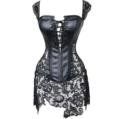 Latex & Lace Corset Dress (Up to 6XL) - shirt
