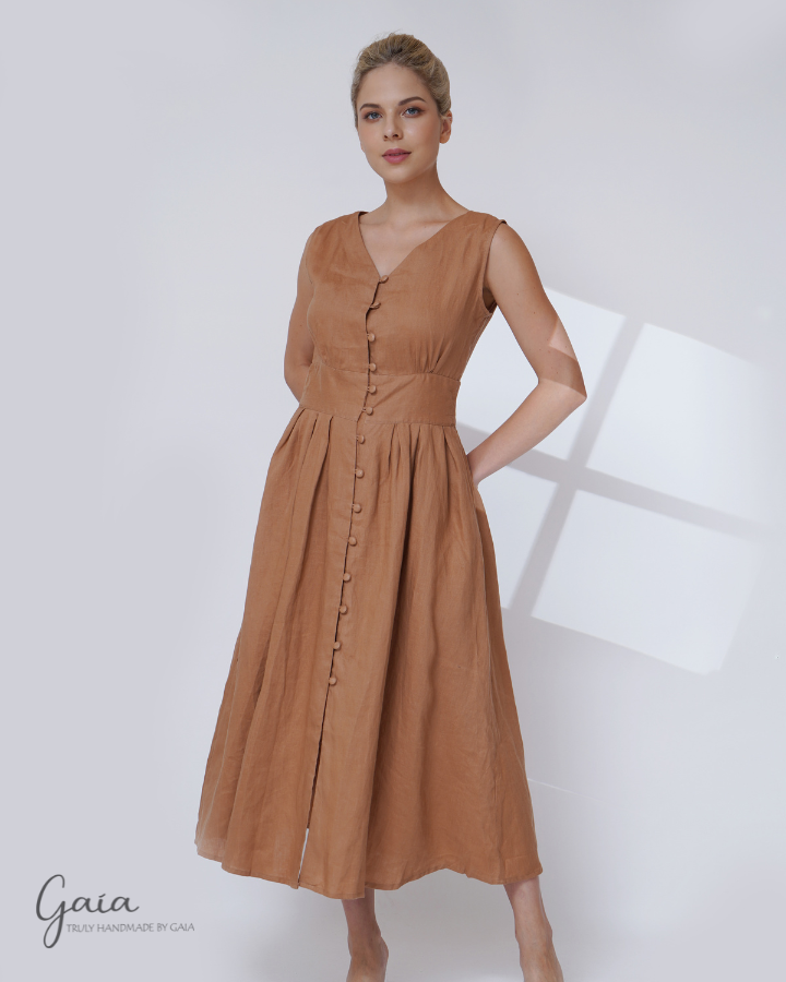Linen wedding guest dress
