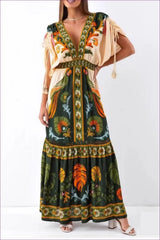 Ethnic Print Maxi Dress - Effortless Holiday Chic - Dresses - Boho • Casual • Clothing • Everyday - Lingerie Hut