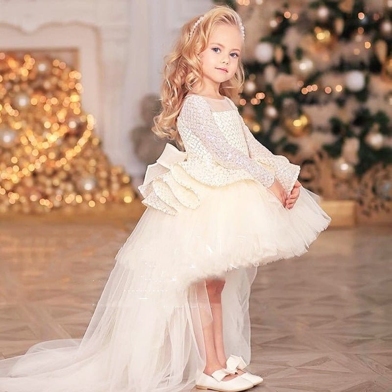 toddler girl fairytale bridesmaid gown with sequin and tulle