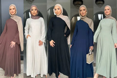 LM100 Elegant Tie-back Linen Cotton Abaya – Slim Fit, Size Up for Comfort | Modest Eid Dress - LM100-Light Green-S (52) LumosModesty