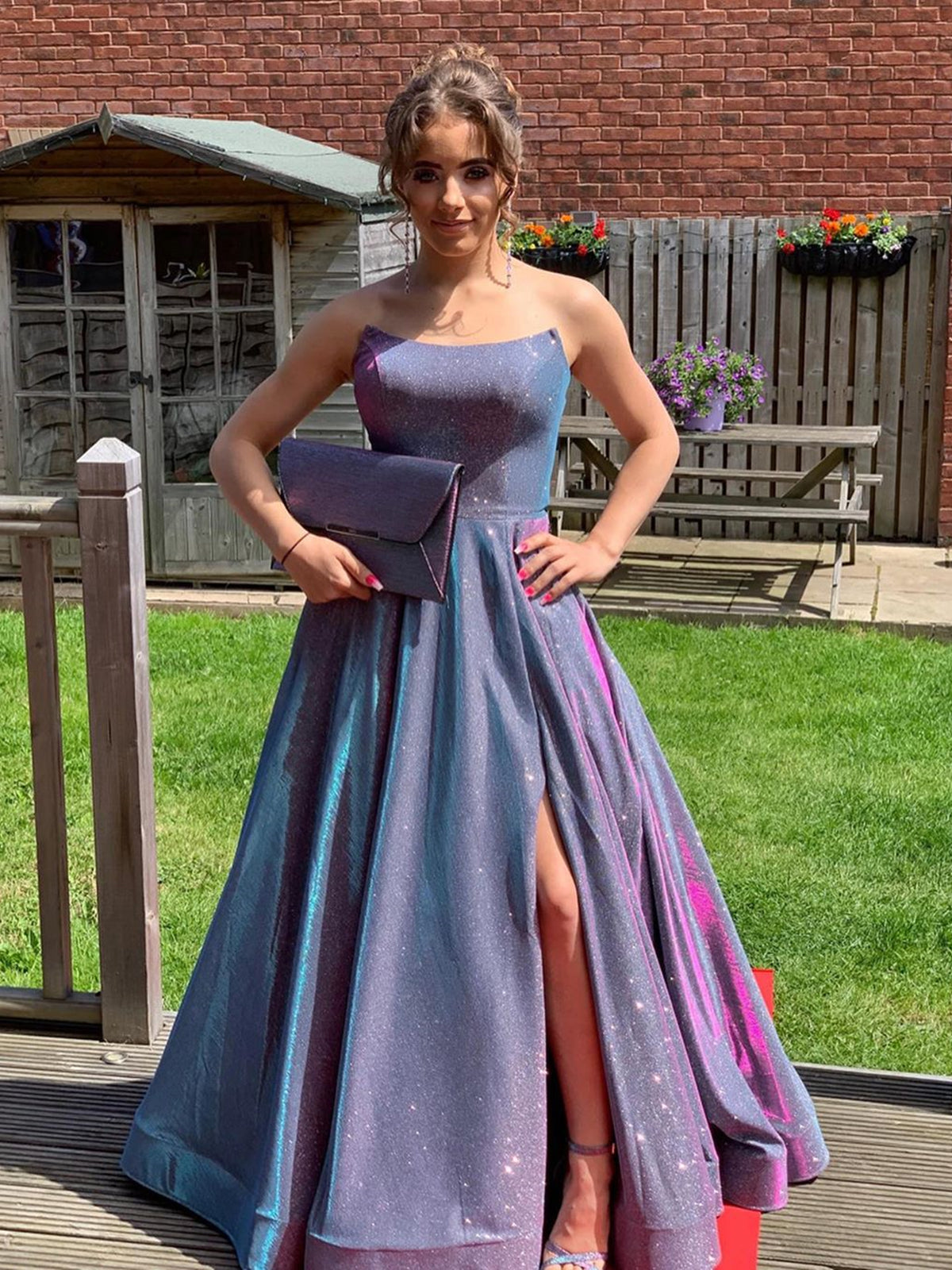 Long A-line Sleeveless Open Back Formal Graduation Dresses with Slit-BIZTUNNEL