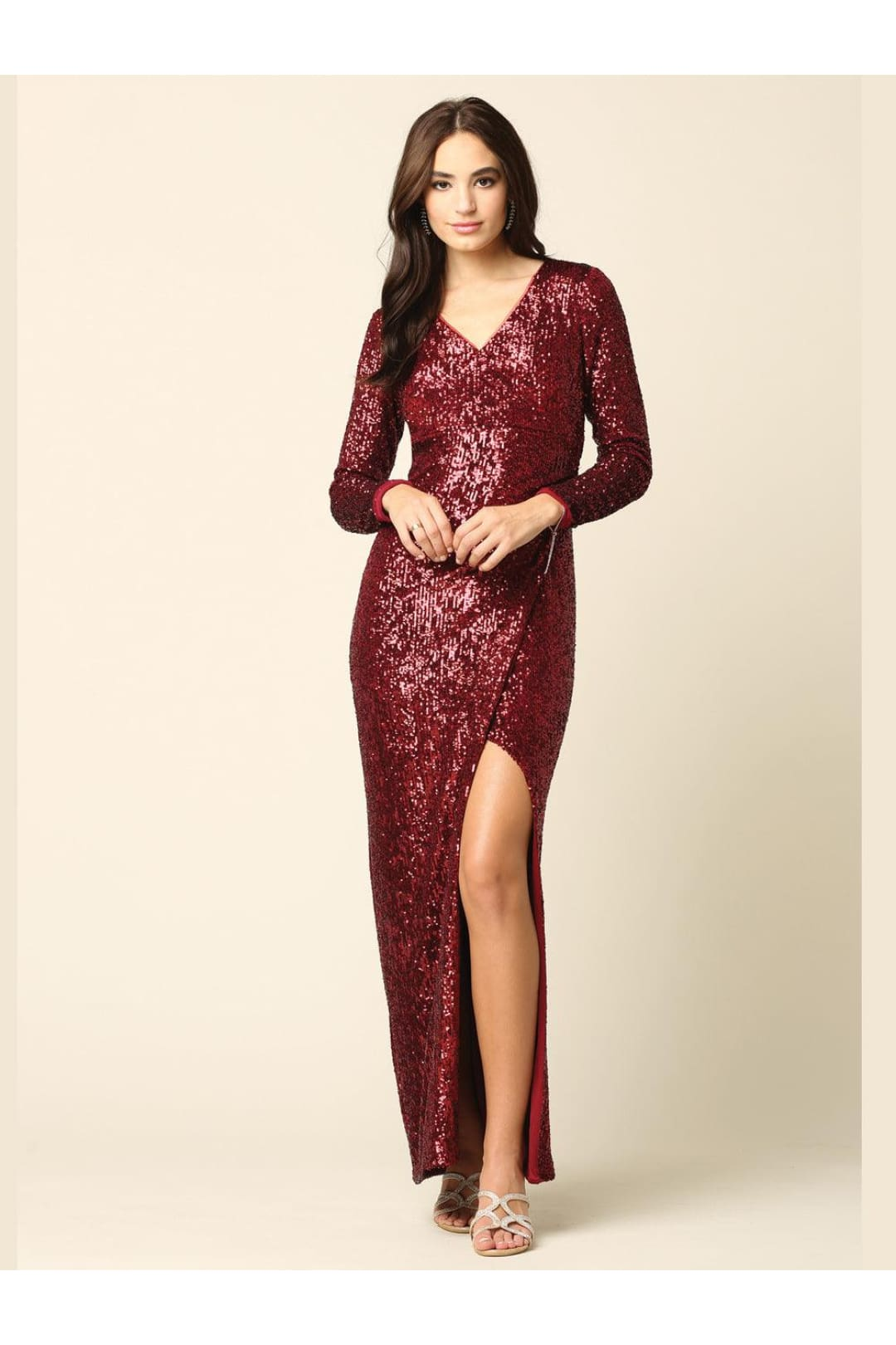 Long Sleeve Formal Evening Dress - The Dress Outlet