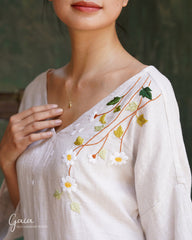 Loose linen dress with hand embroidery