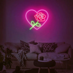 Love Heart Rose Neon Sign For Romantic And Elegant Spaces | Shineneon