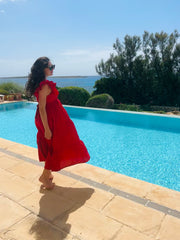 Lucy - Red Reversible Midi Dress Dress Hannah Sophia England