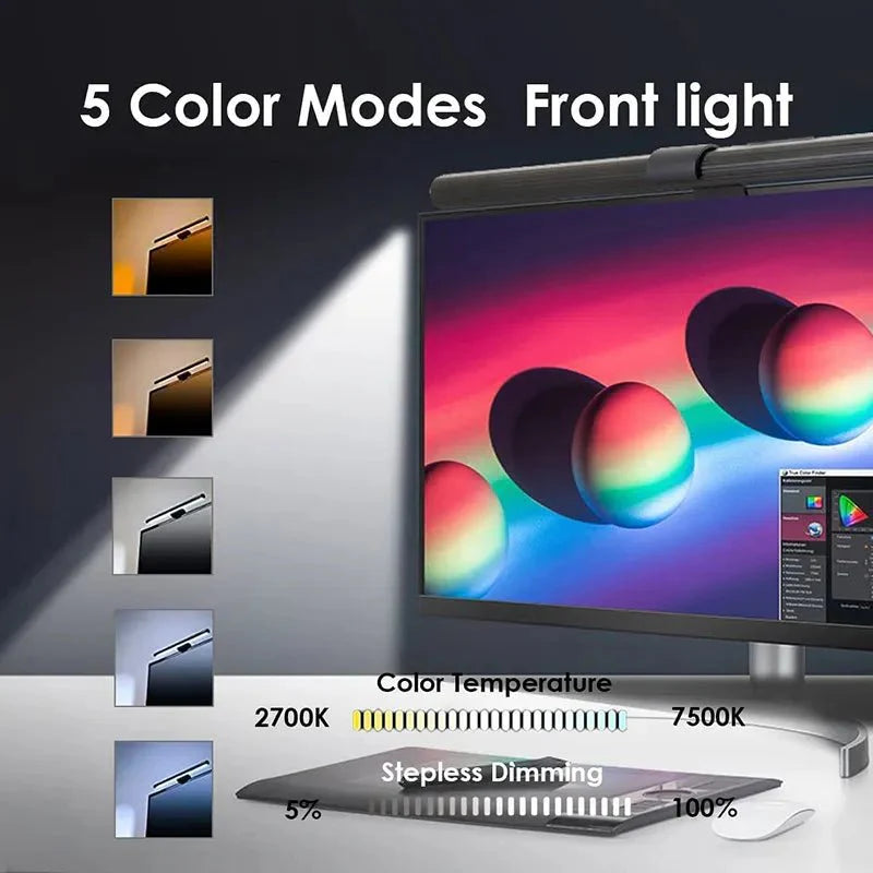 LUXBright™ LED Monitorlampe Pro – Touchstyrt Skrivebordslampe i Aluminium - Homy